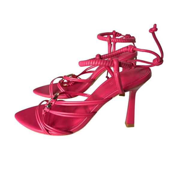 Aje Mirage Leather Strappy Heel Rouge Pink Size 8 - Picture 6 of 10